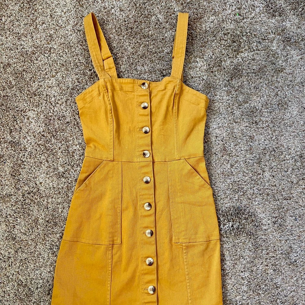 H&M Mustard Button-Down Jumper Dress Small / 4